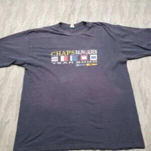 Vintage Chaps Ralph Lauren Shirt Mens Large Blue Short‎ Sleeve Year 2000